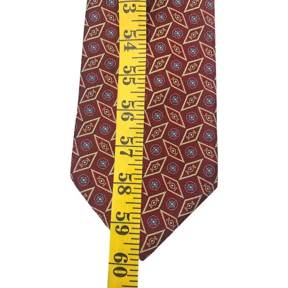 Jos. A. Bank Signature Collection‎ Silk Burgundy Geometric Pattern Men's Tie
